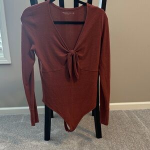 Abercrombie & Fitch Rust Tie-Front Bodysuit